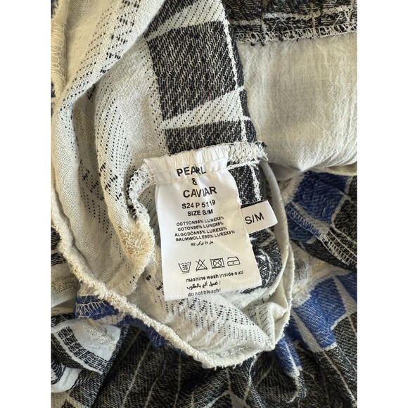 Pearl & Caviar Embroidered Knee Length Dress Blue Tiered Pleated  M/L Greece - Picture 11 of 11